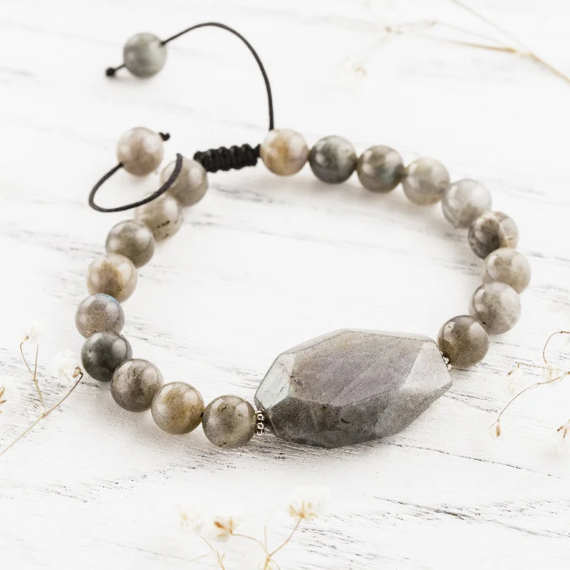 Vivid druzy bangles-Balance And Intuition Labradorite Bracelet