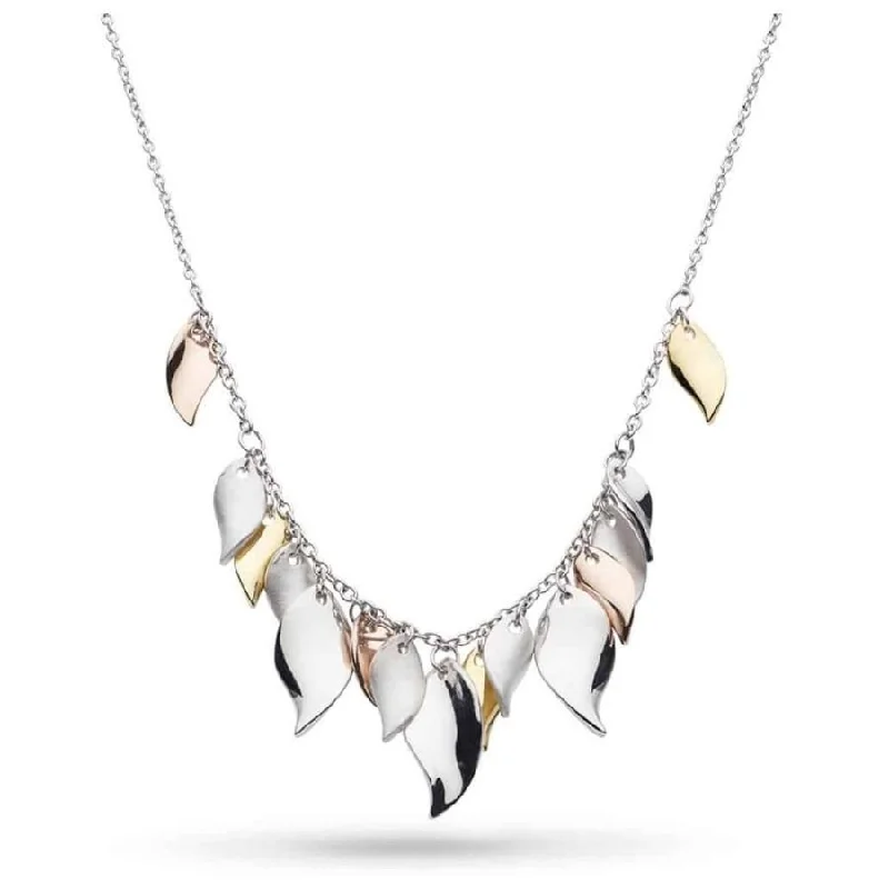 Twilight gothic engagement rings-Silver and Yellow and Rose Gold Plated Enchanted Leaf Cluster Necklace