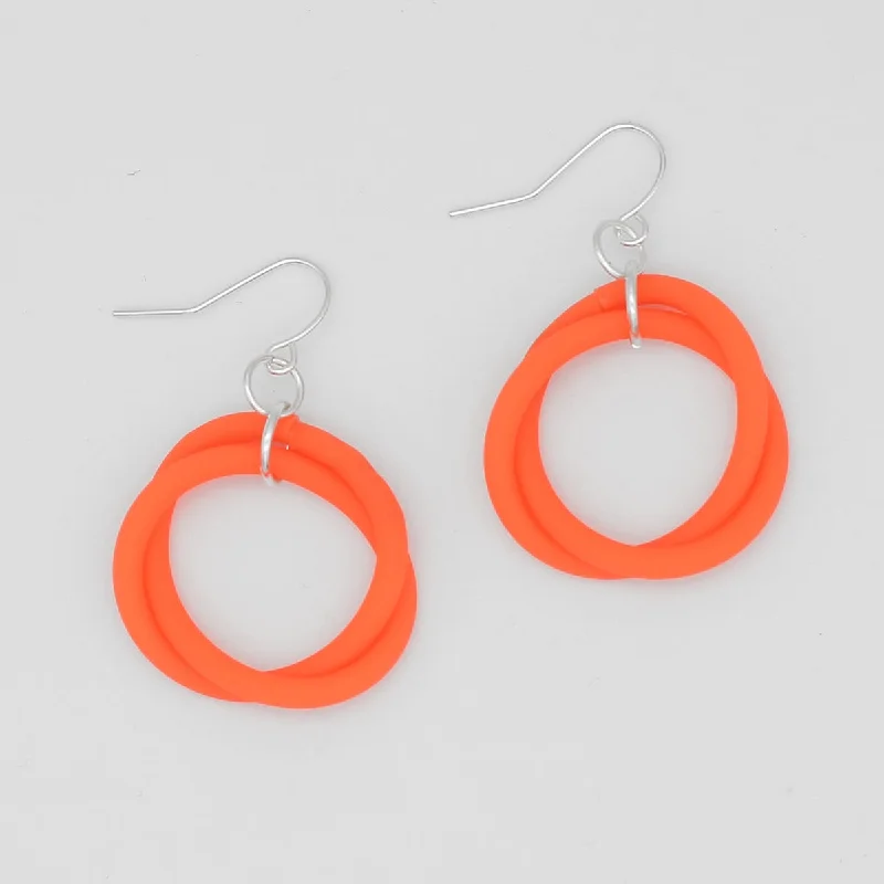 Cotton cord earrings-Orange Cefalu Swirl Earring