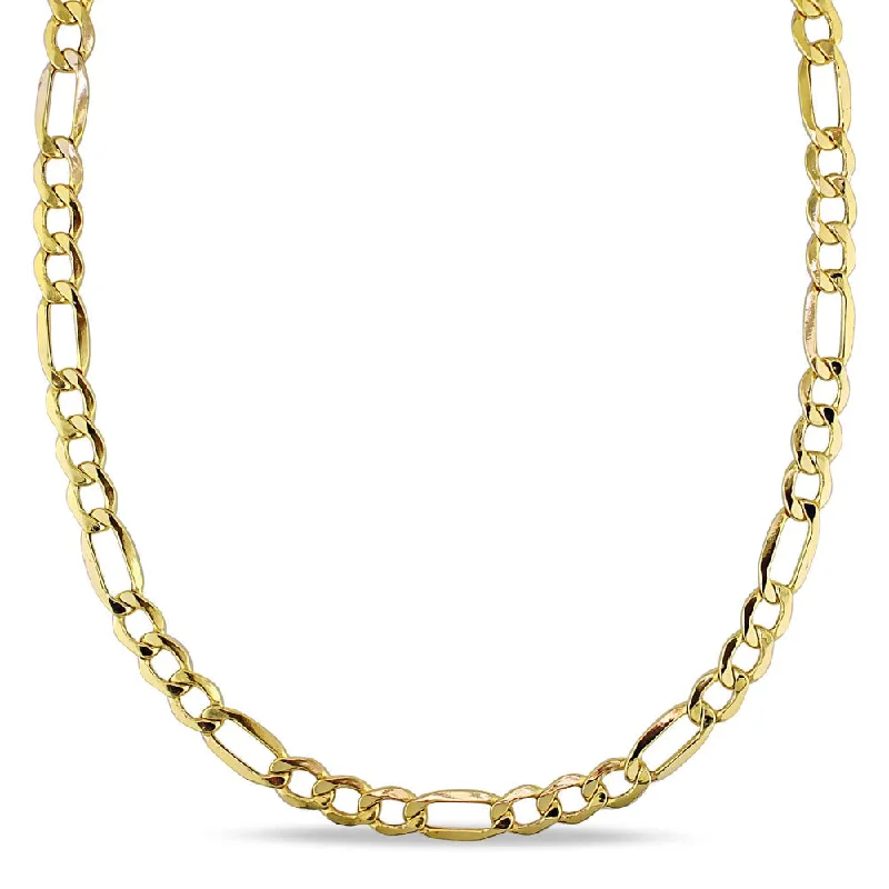 Layered link necklaces-Miadora 10k Yellow Gold Men's 20 Inch Figaro Link Necklace - 20"