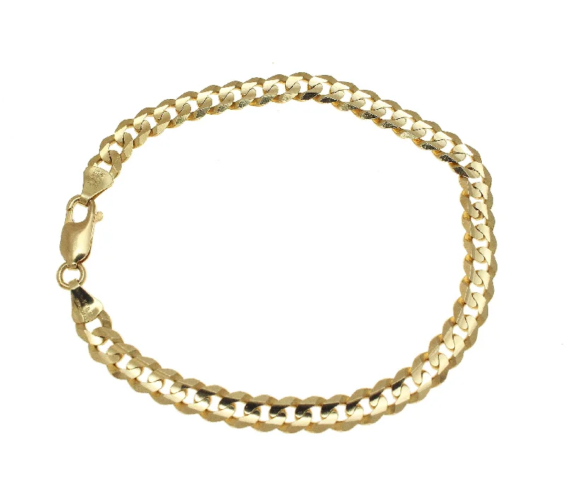 Daisy motif bangles-SOLID 14K YELLOW GOLD MADE IN ITALY CUBAN CURB LINK BRACELET 8.25 INCH 5.93MM