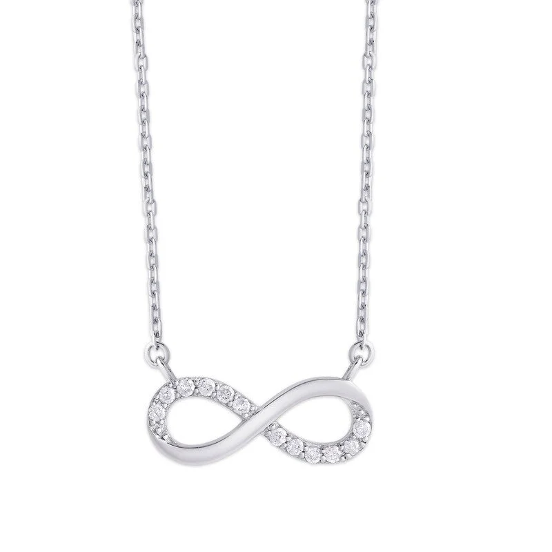 Yarn fringe necklaces-Victoria Townsend .925 Sterling Silver .18ct Diamond Horizontal Infinity Necklace