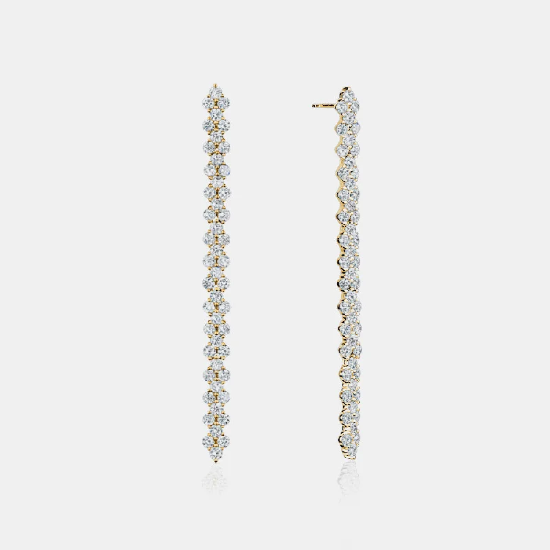 Full moon earrings-Dangling Diamond Trio Earrings