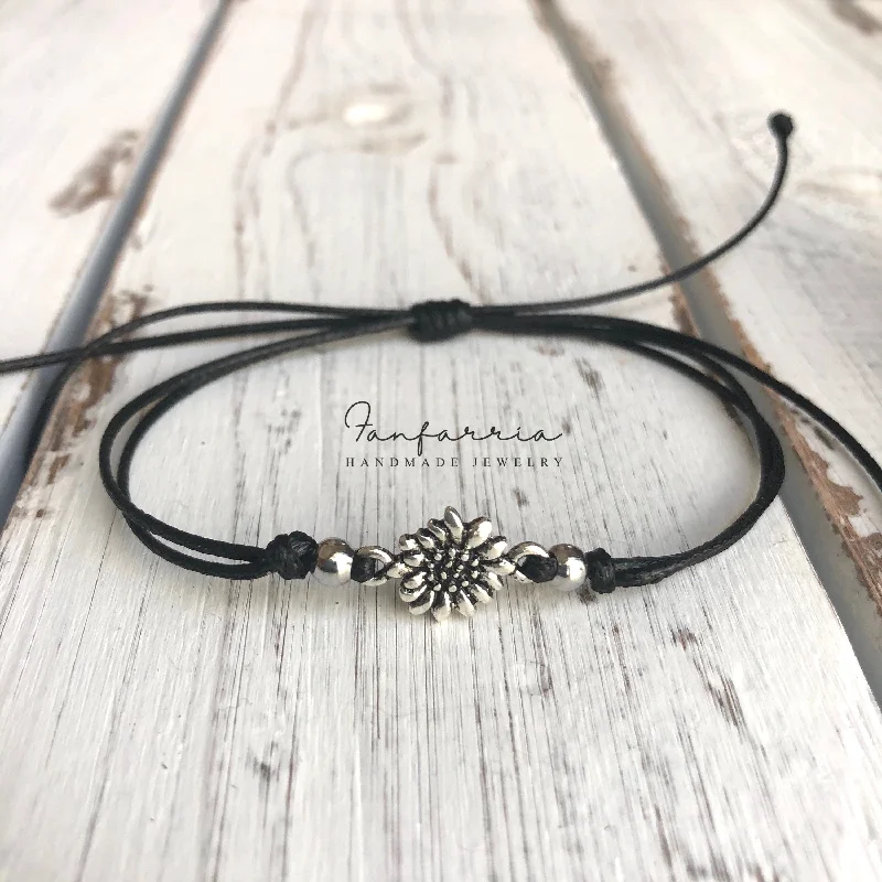 Hand-shiny bangles-Sunflower Black Bracelet Anklet Waterproof