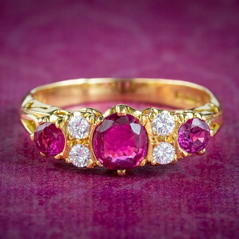 Oval shape rings-Vintage Ruby Diamond Ring 1.2ct Ruby Dated 1989 With Cert