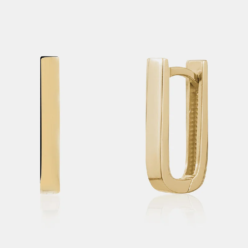 Curved gem earrings-Gold Rectangular Earrings