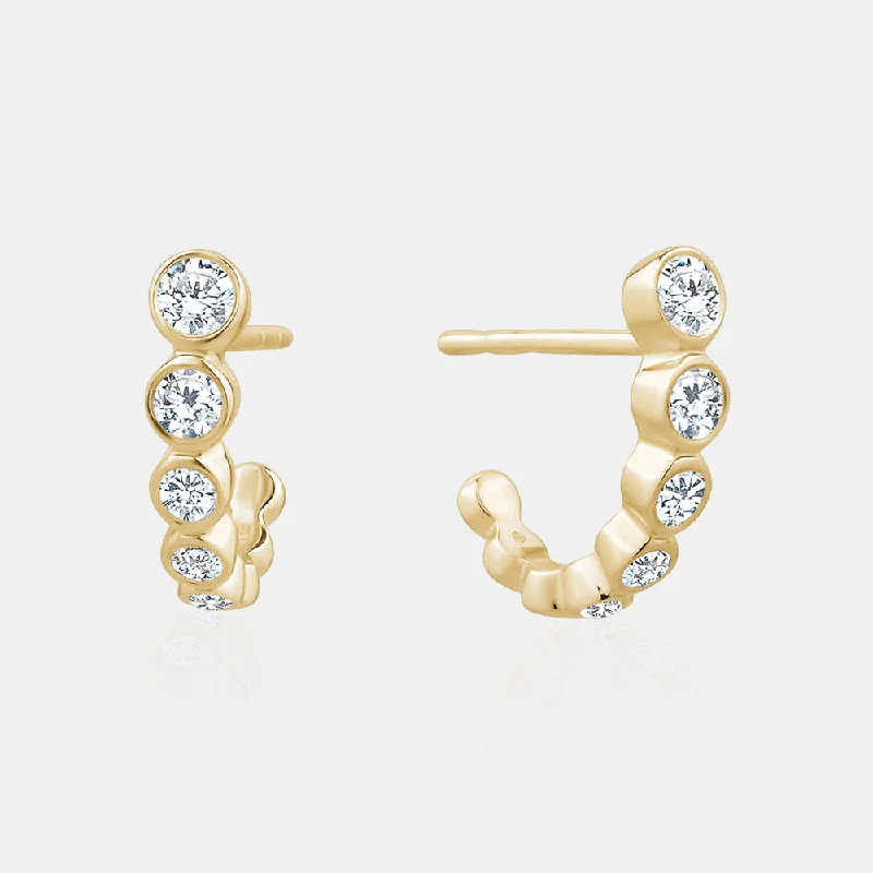 Light clay earrings-Graduated Diamond Bezel Set Studs