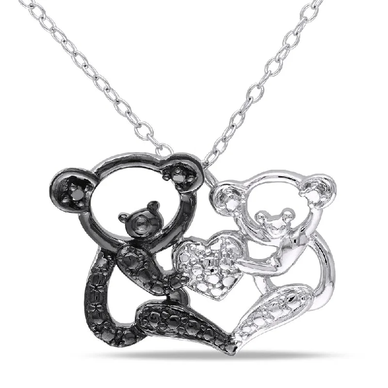 Whimsical bead necklaces-Miadora Sterling Silver Black Diamond Koala Bear Necklace