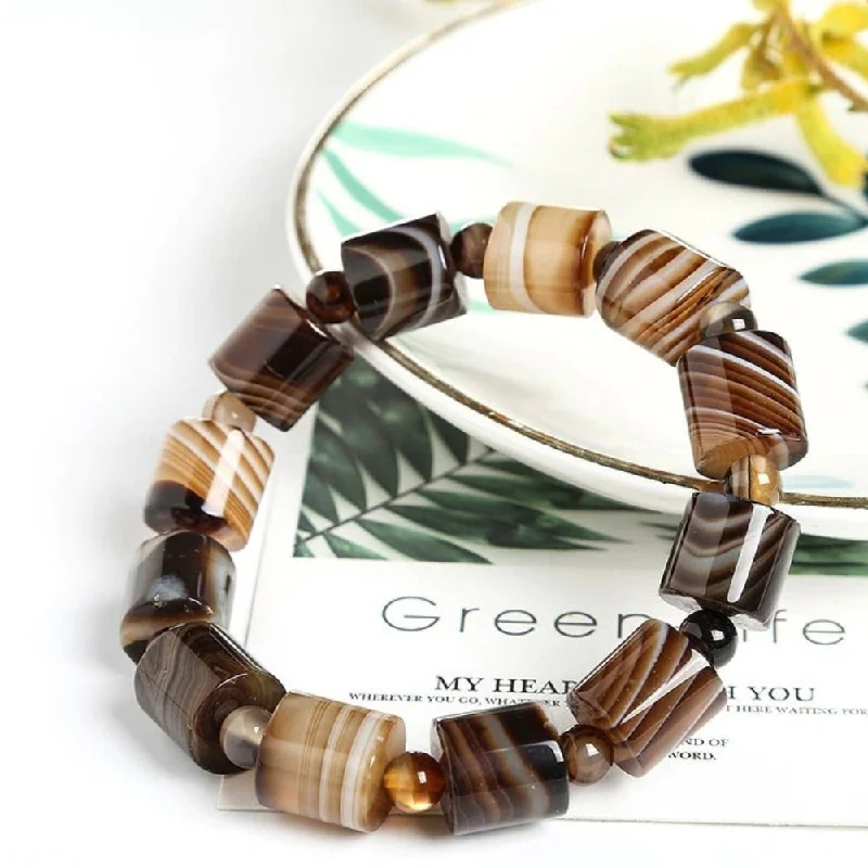 Cultured pearl bangles-Coffee Brown Agate Bracelet