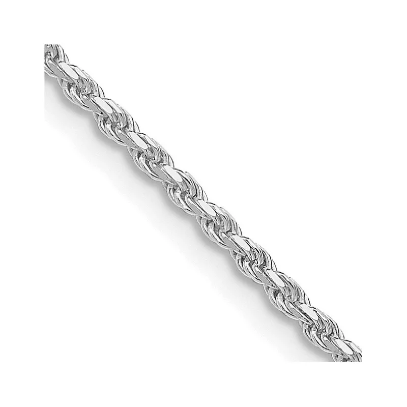 Wide weave necklaces-Curata 925 Sterling Silver Rhodium Unisex 1.75mm Diamond Cut Rope Chain Necklace