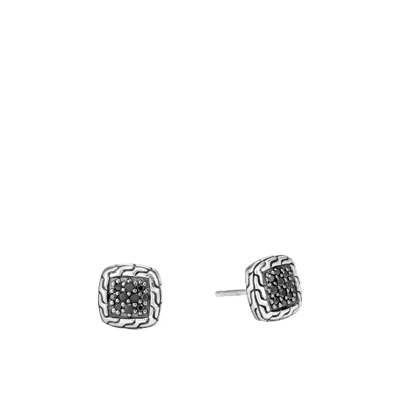 Alloy design earrings-John Hardy Classic Chain Black Sapphire 9.5mm Stud Earring