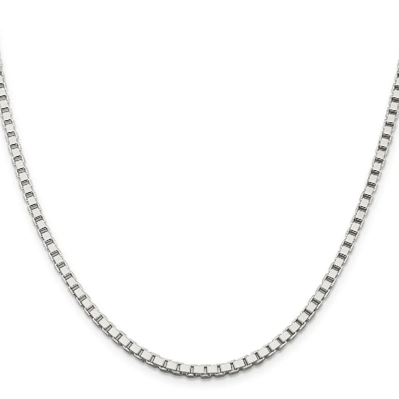 Petal design necklaces-Curata 925 Sterling Silver 3.00mm Box Chain Necklace for Men Options: 20 22 24 30