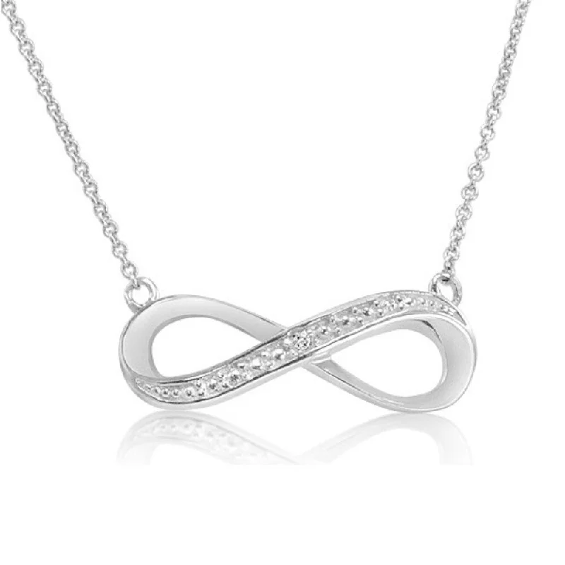 Citrine necklaces-Diamond Infinity Necklace in Sterling Silver 18 inch