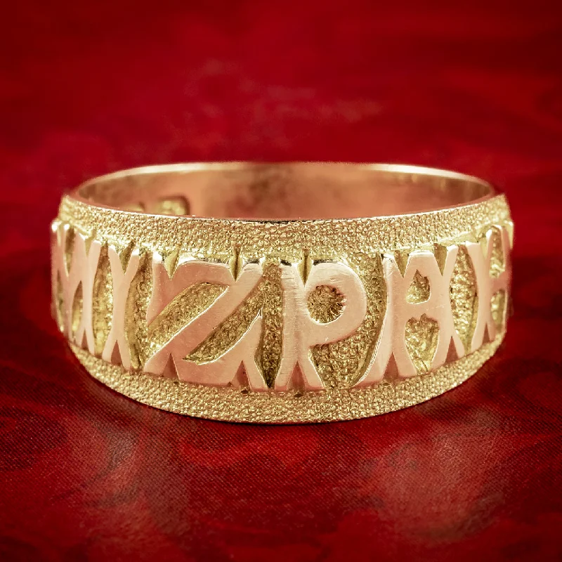 Pure form rings-Antique Victorian Mizpah Band Ring 9ct Gold