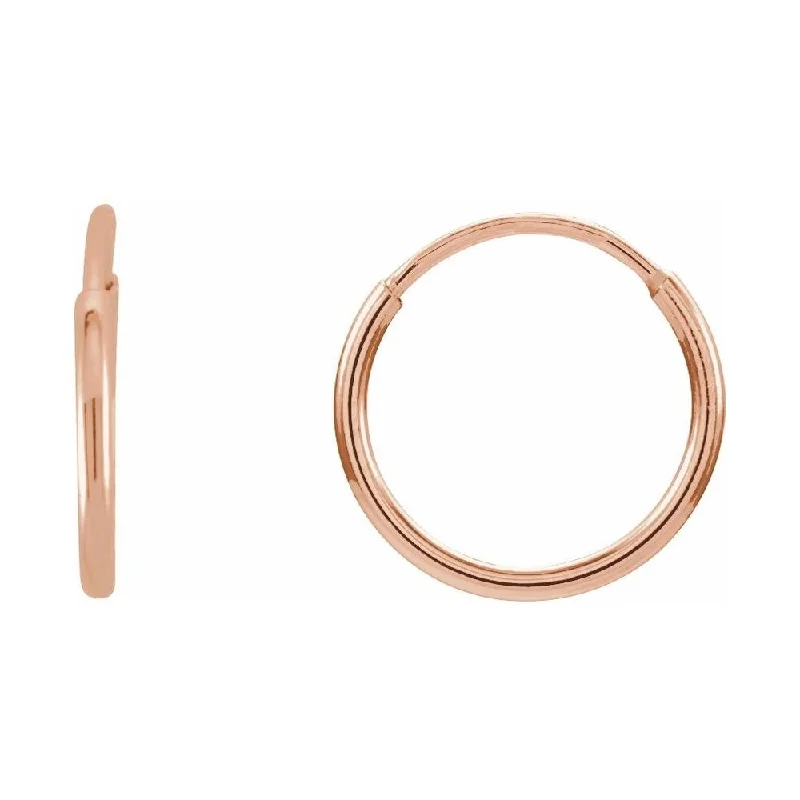 Bead weave earrings-14K Rose Gold 10 mm Endless Hoop Earring for Women