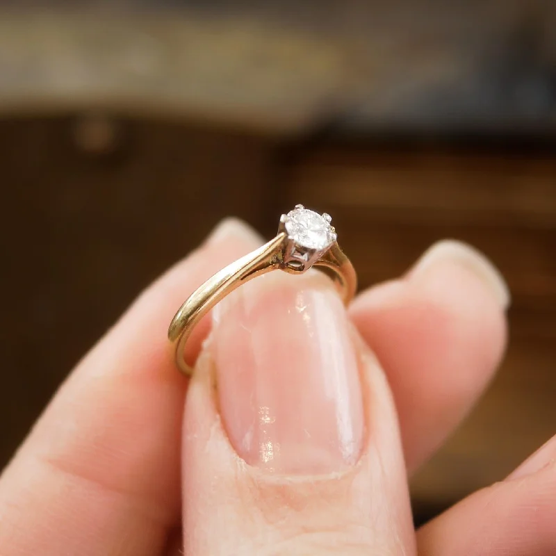 Stretch open rings-Understated Perfection! Vintage Mid Century Diamond Engagement Ring