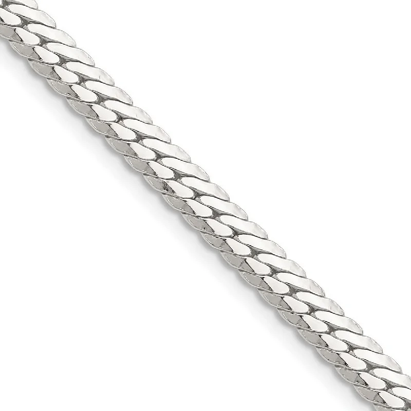 Worn style necklaces-Curata 925 Sterling Silver 5.1mm Double Oval Flat Curb Chain Necklace for Men