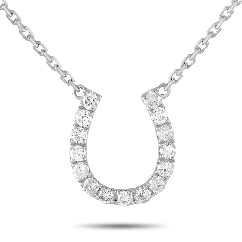 Loop knot necklaces-White Gold 0.30ct Diamond Pendant Necklace PN15462-W Length 16 Inch