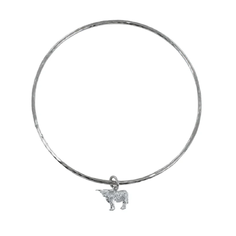 Shiny bead bangles-Highland Cow Charm Bangle