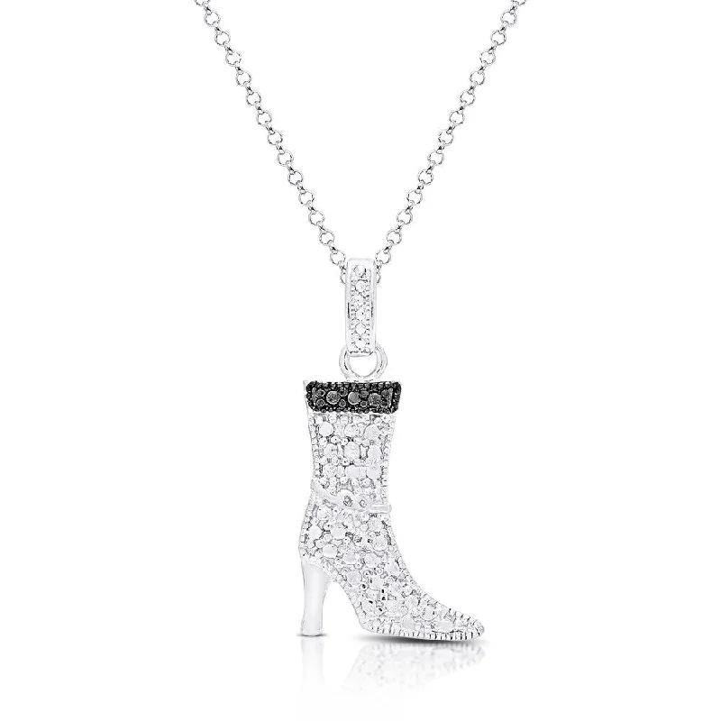 Dual gem necklaces-Finesque Sterling Silver Diamond Accent Boot Necklace