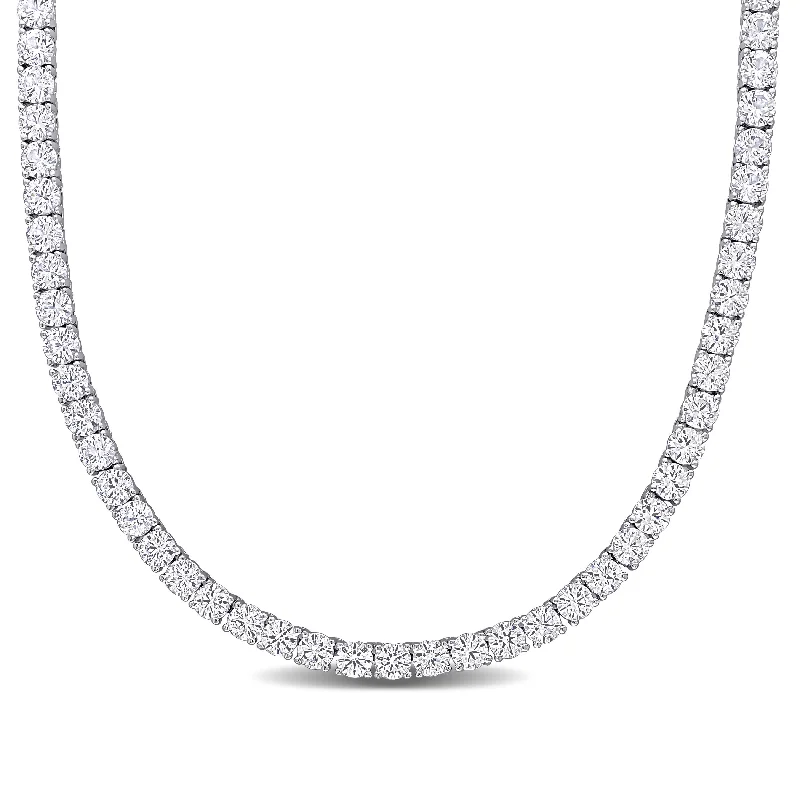 Vine braid necklaces-33ct TGW Created White Sapphire Classic Tennis Necklace in Sterling Silver by Miadora