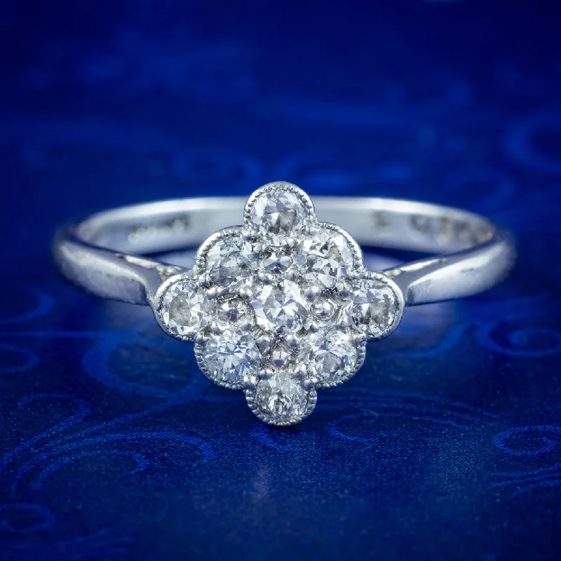 Surf theme rings-Antique Edwardian Diamond Cluster Ring 0.54ct Total