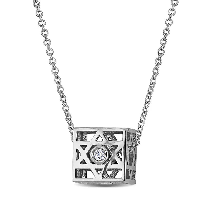 Topaz pendant necklaces-Miadora 1/10ct TW Diamond Star of David Necklace in 14k White Gold