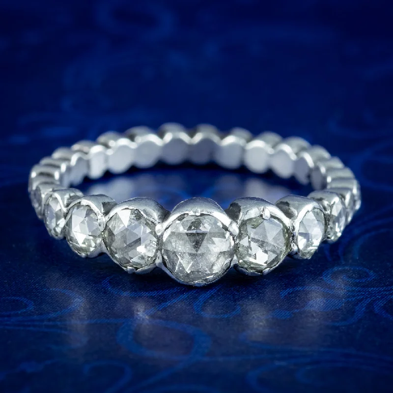 Woven cord rings-Antique Georgian Rose Cut Diamond Eternity Ring 2.2ct Total