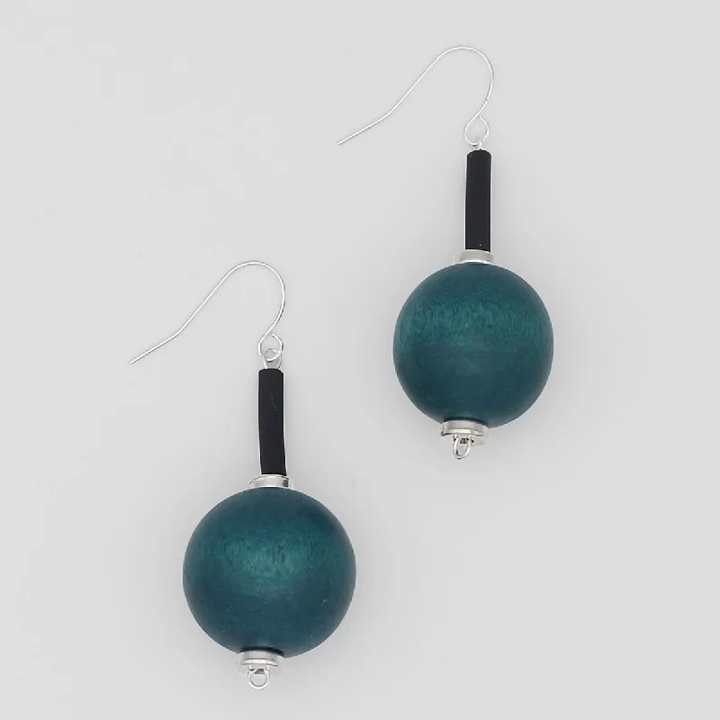 Quartz drop earrings-Teal Ball Drop Earring