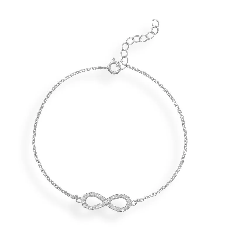 Tight clasp bangles-7" + 1" Rhodium Plated CZ Infinity Bracelet