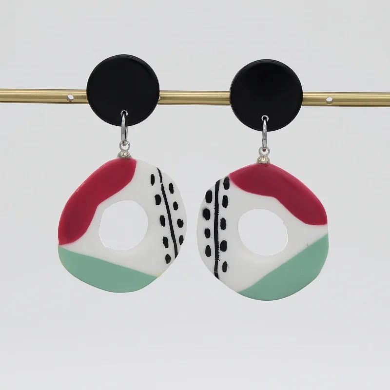 Half moon earrings-Round Brushstroke Earring