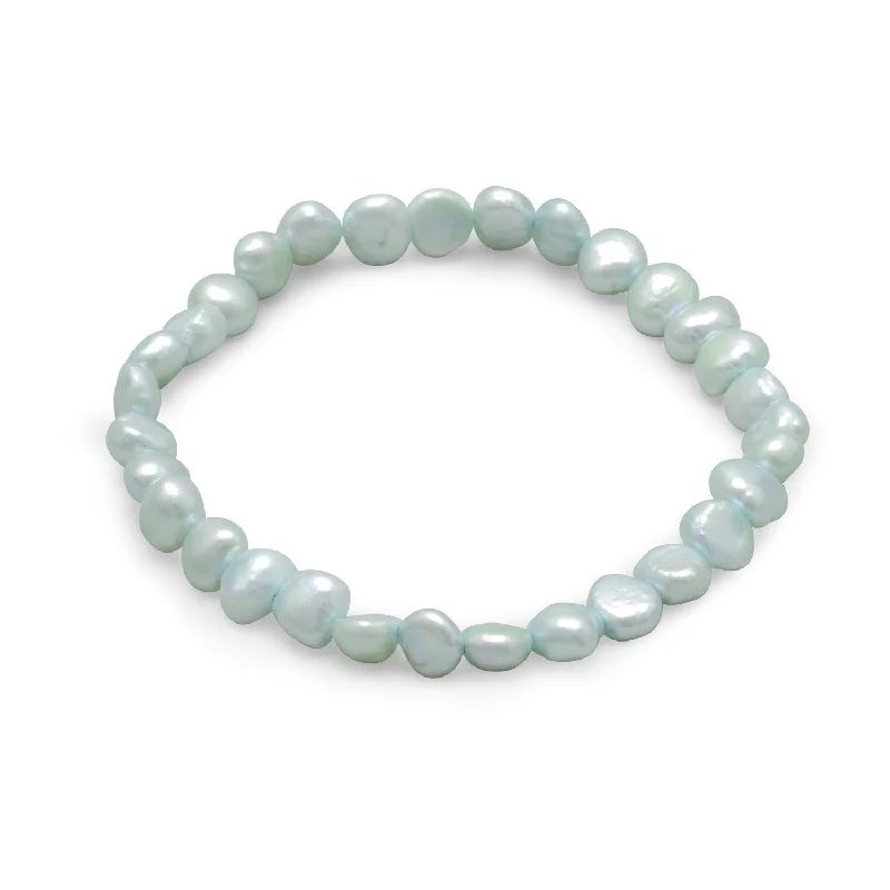 Pure link bangles-Blue Cultured Freshwater Pearl Stretch Bracelet