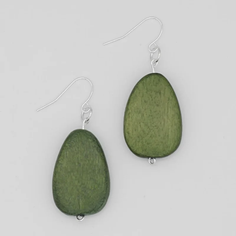 Sleek dangle earrings-Forest Green Tear Drop Dangle Earrings