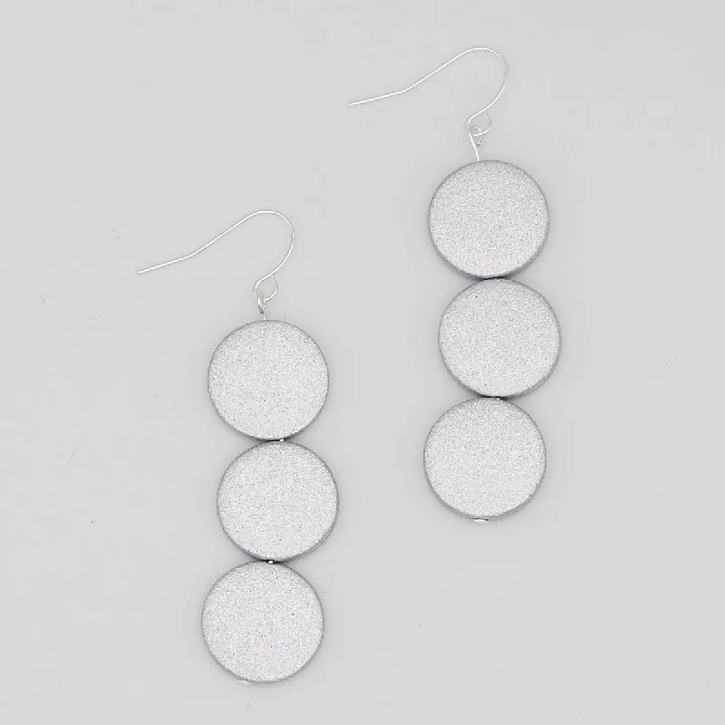 Bead weave earrings-Silver Triple Bead Kira Earring