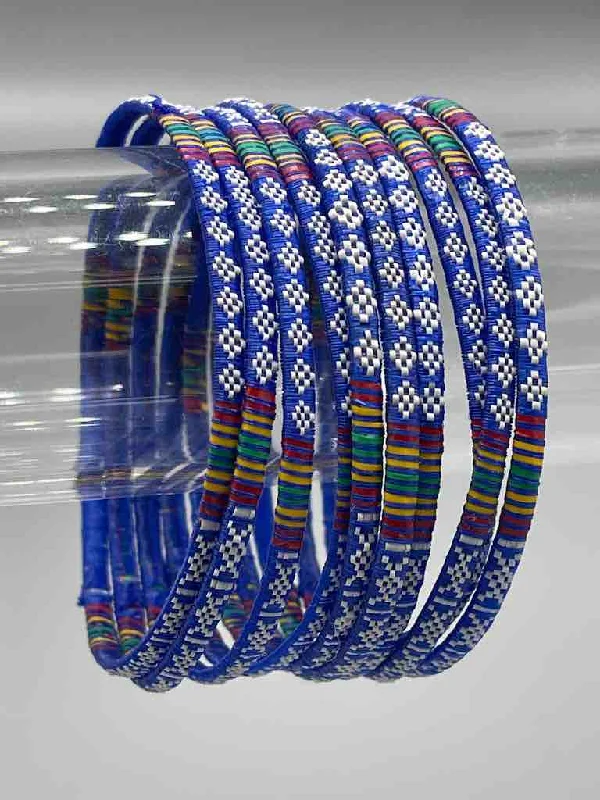 Radiant star bangles-Wide Finest Design Recycled Plastic Bracelet - Blue