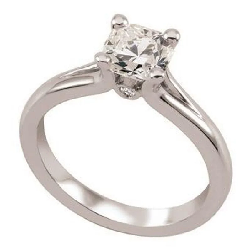 Worn gold engagement rings-0.41ct Square Cut Diamond Solitaire 18ct White Gold Ring