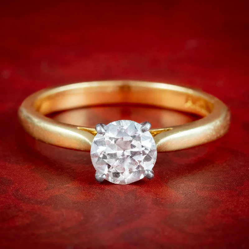 Woven cord rings-Edwardian Style Diamond Solitaire Ring 1.1ct Diamond