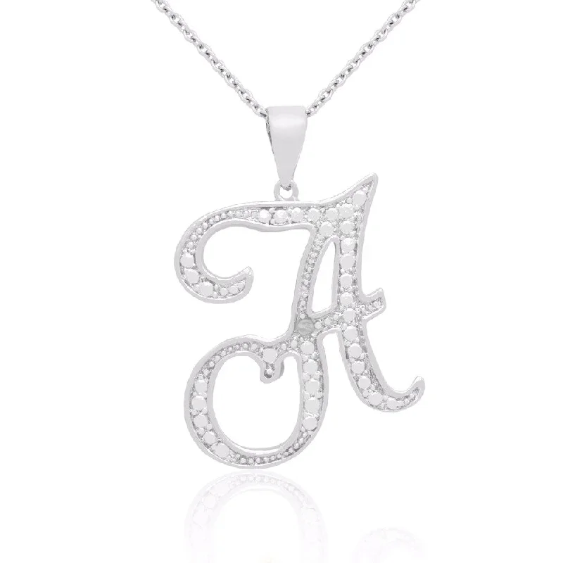 Luxe gem necklaces-Finesque Silver Overlay Diamond Accent A to Z Option Initial Necklace