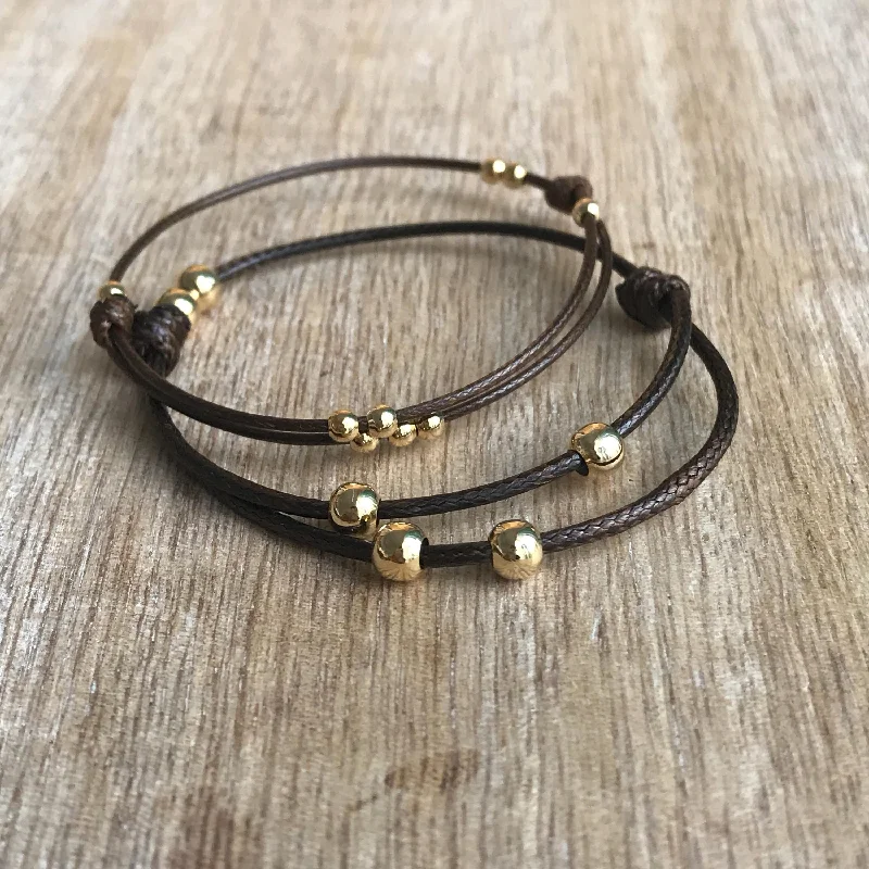 Topaz bangles-Amelia Brown Gold Beaded Bracelets