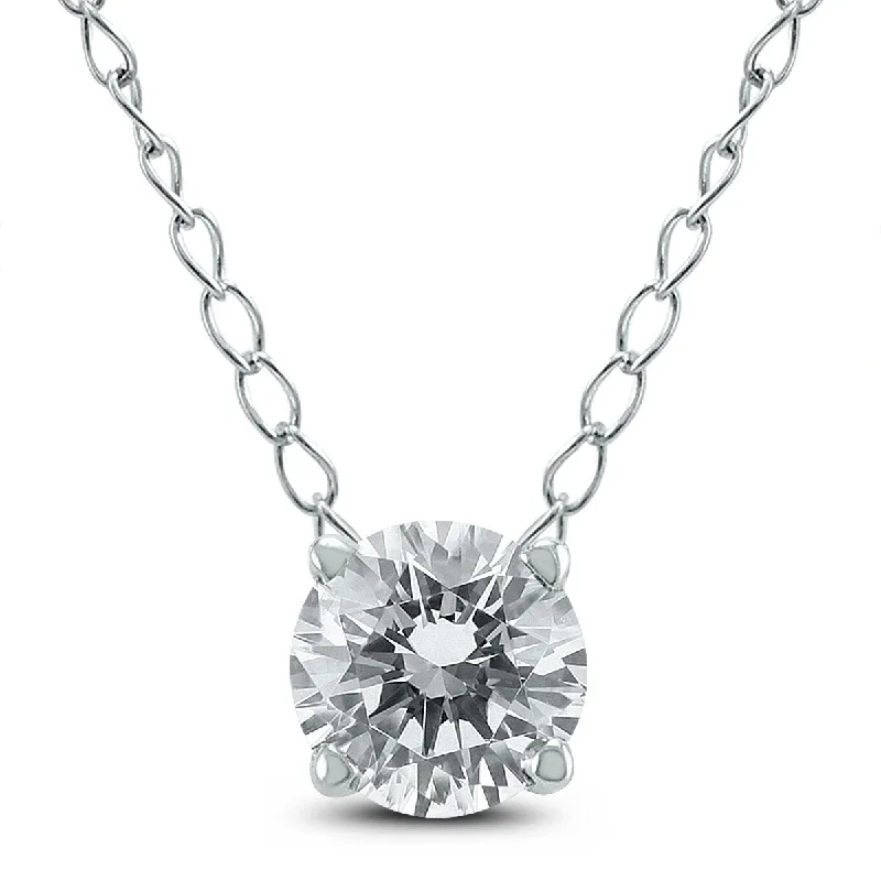 Fine thread necklaces-Marquee 1/2 Carat Floating Round Diamond Solitaire Necklace in 14K White Gold