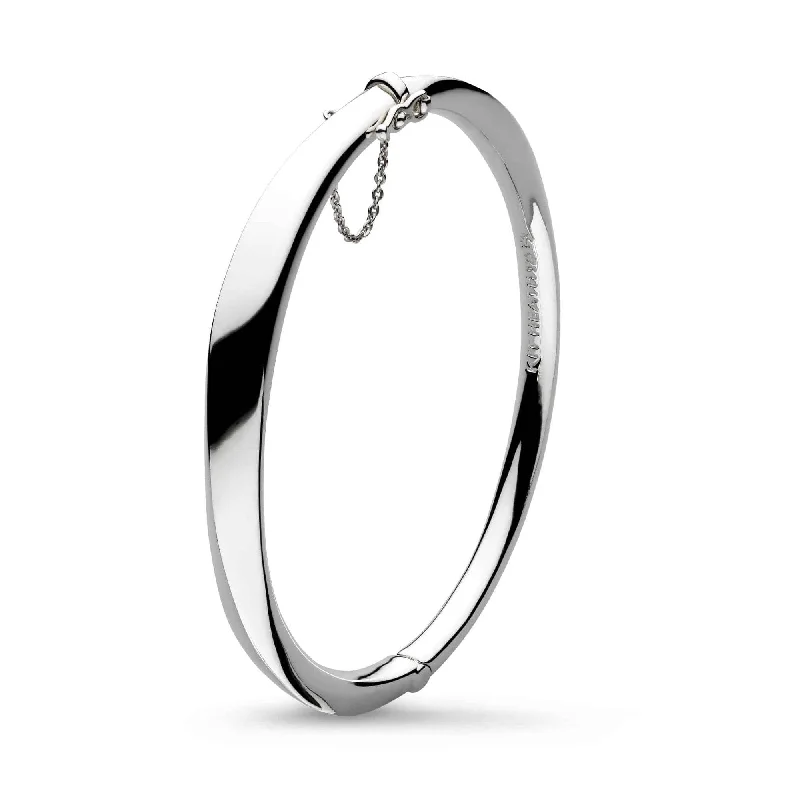 Chunky stone engagement rings-Silver Bevel Cirque Hinged Bangle