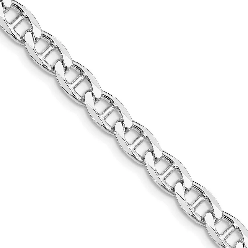 Stellar star necklaces-Curata 925 Sterling Silver Rhodium 5.7mm Flat Cuban Anchor Chain Necklace Options: 18 20 22 24