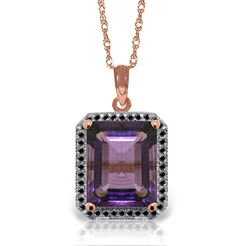 Wide weave necklaces-5.80 Carat 14K Solid Gold Necklace w/ Natural Diamonds & Amethyst