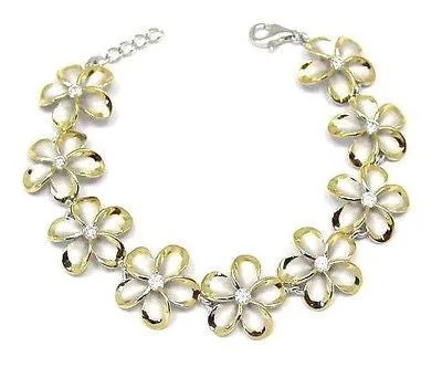 Pure star bangles-18MM SILVER 925 HAWAIIAN PLUMERIA BRACELET RHODIUM YG