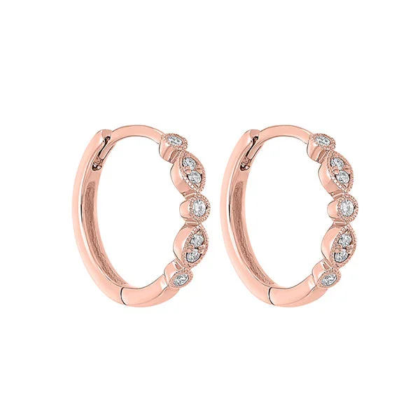 High gloss earrings-14KT ROSE GOLD DIAMOND (1/6CTW) EARRING