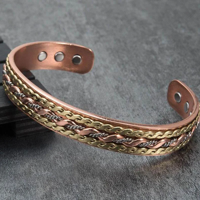 Frosted glass bangles-Copper Vine Bracelet