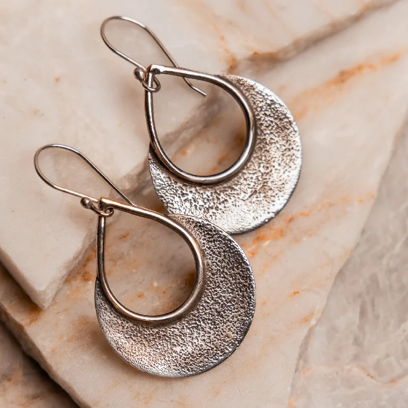 Bamboo design earrings-Delphine Silver Hoop Earrings