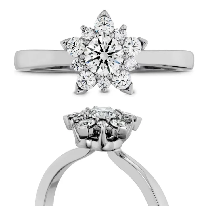 Cedar grain engagement rings-18ct White Gold Aerial Round Brilliant Cut Diamond Cluster Ring