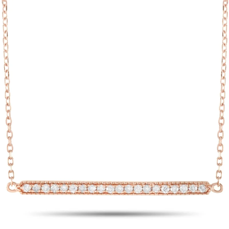 Secure clasp necklaces-Rose Gold 0.10 ct Diamond Necklace ANK-15814-R Length 15 Inch