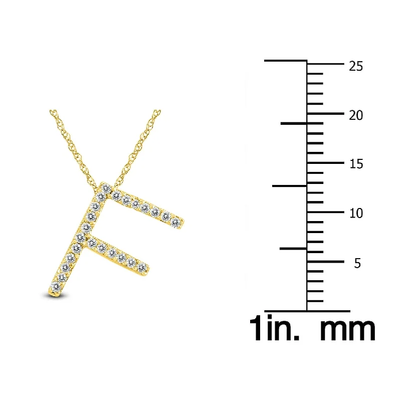 Stretch cord necklaces-Marquee 1/8 Carat TW F Initial Diamond Pendant Necklace in 10K Yellow Gold with Adjustable Chain